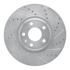 Audi A5 Brake Rotor (1) - Front Right - R1 Concepts - Drilled & Slotted - Silver - `11-`17